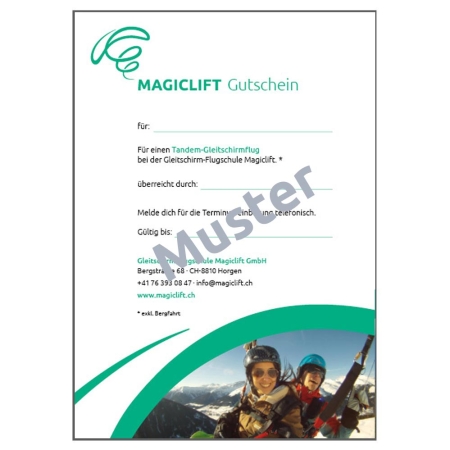 Gutschein für einen Big-Air-Tandemflug