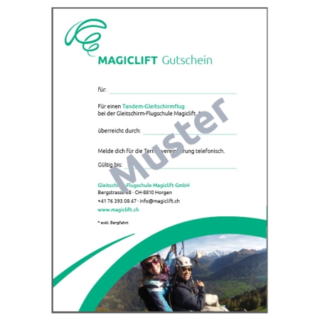 Gutschein für einen Tandem-Genussflug